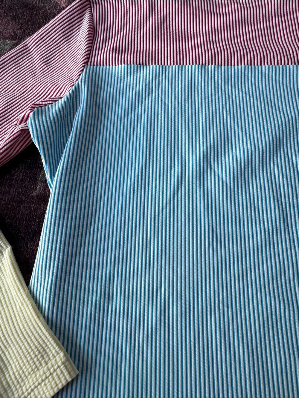 Land’s End Colorblock Swim Top Women’s Red Blue Yellow Stripe - MEDIUM